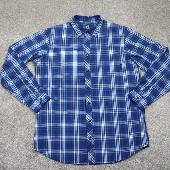 Eddie Bauer First Ascent Shirt Mens Large Tall Blue/White Poly/Rayon L/S Button - Picture 1 of 16